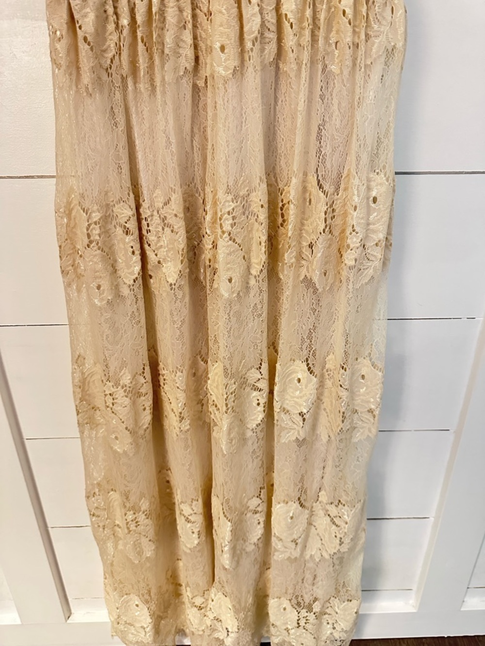 Silvian Heach L Cream lace sleeveless lined maxi dress vintage feminine antique - Picture 6 of 16